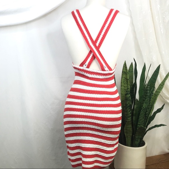 UO Maura Red & White Striped Crochet Dress Size XS - Picture 6 of 13